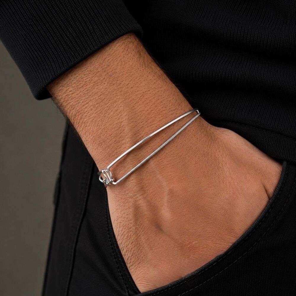 Sterling Silver Minimalist Asymmetrica Knot Bracelet